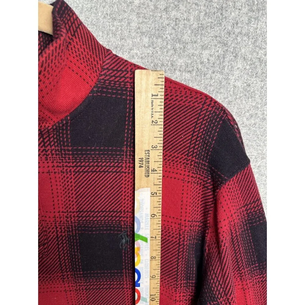 Polo Ralph‎ Lauren Medium 1/4 Zip Long Sleeve Top Mens Buffalo Plaid Mock Neck